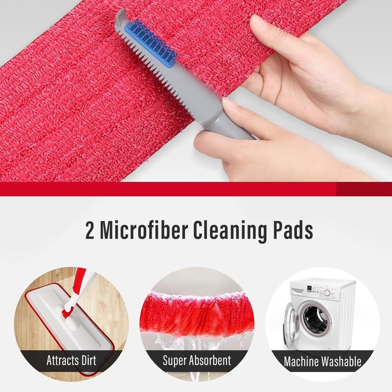 Panda Grip Spray Mops for Floor Cleaning Floor Mop with a Refillable Spray Bottle and 2 Washable Microfiber Pads Home or Commercial Use Dry Wet Flat Mop for Hardwood Laminate Wood (Red) - Image 5